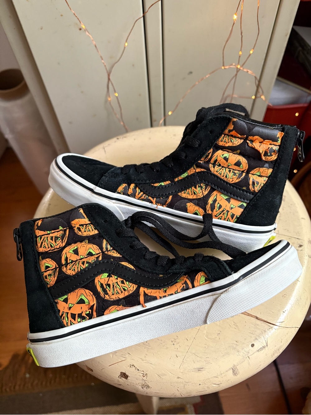 Sk8 Hi Zip Kids Vans Dark Pumpkin / Jack O Lantern Sneakers 🎃